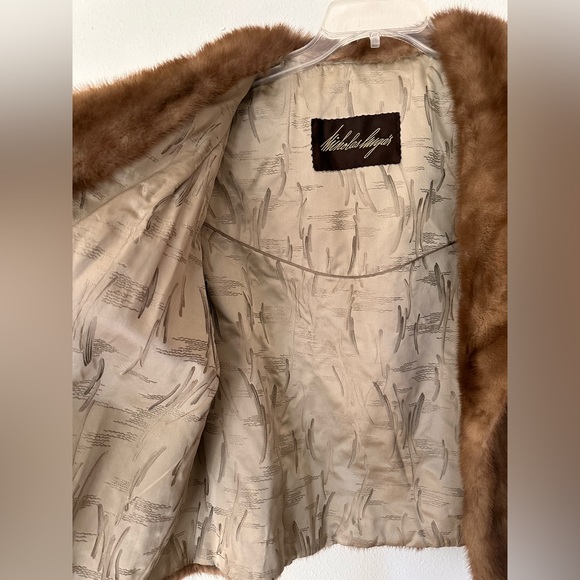 Nicholas Ungar Mink Fur Coat For Women Genuine Fur Vintage Coat Beige | Medium - Picture 3 of 4